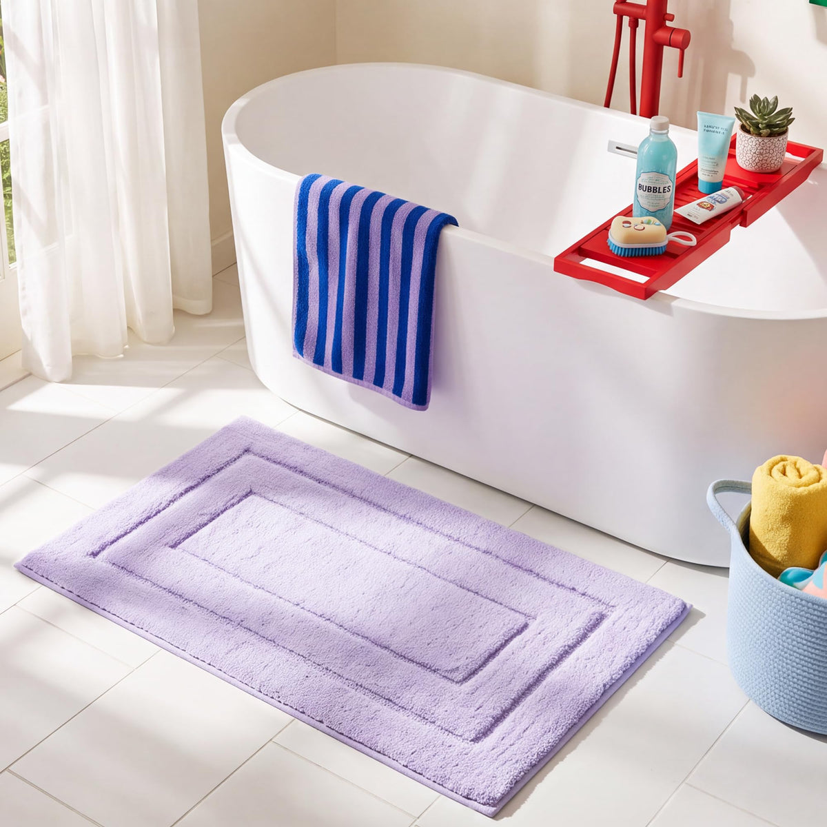 GRANNY SAYS Blue Bathroom Rug 16" x 24", Non-Slip Microfiber Bath Mat