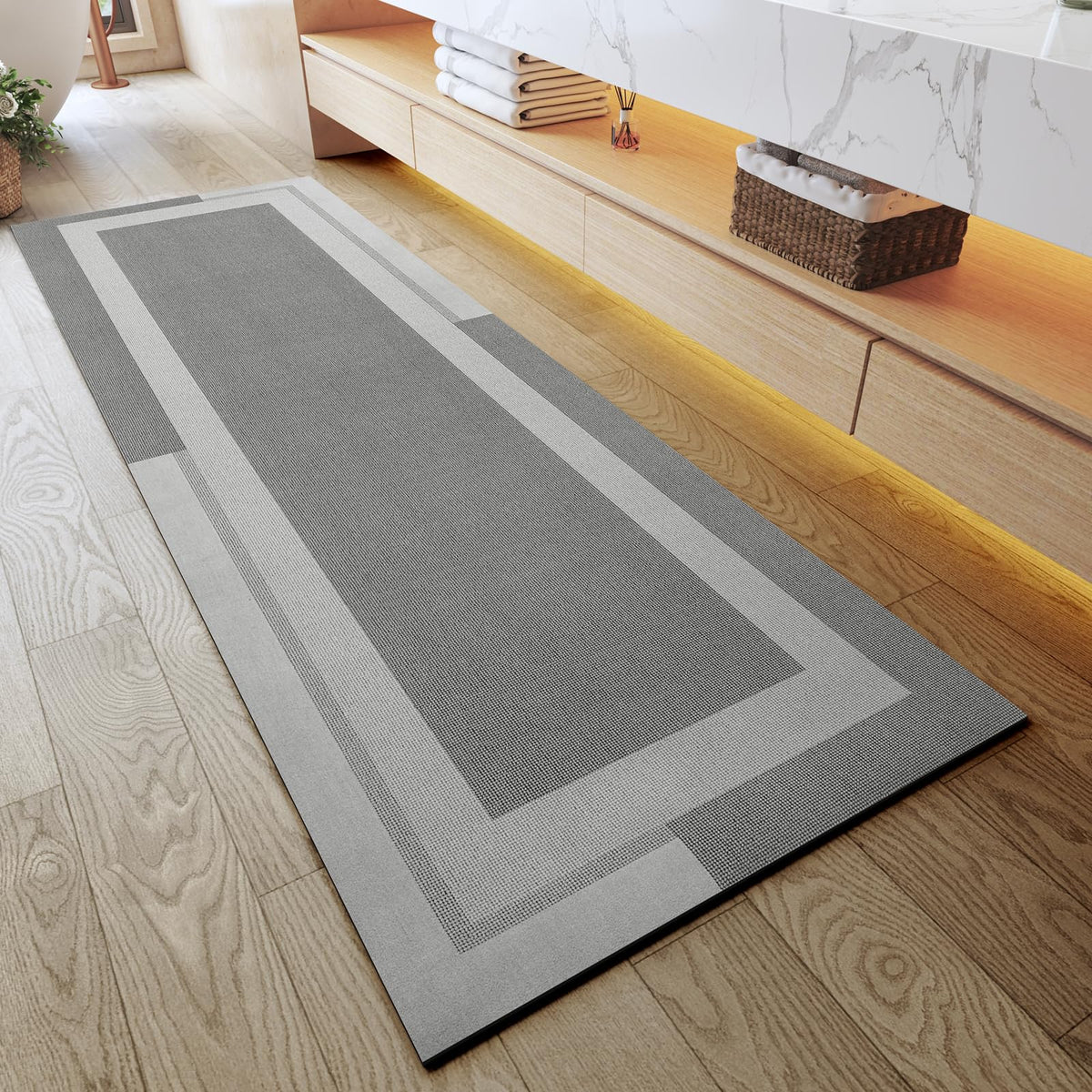 YDKGL Non Slip Bath Mat Thin Bathroom Rugs Fit Under Door Grey 16"x 24"