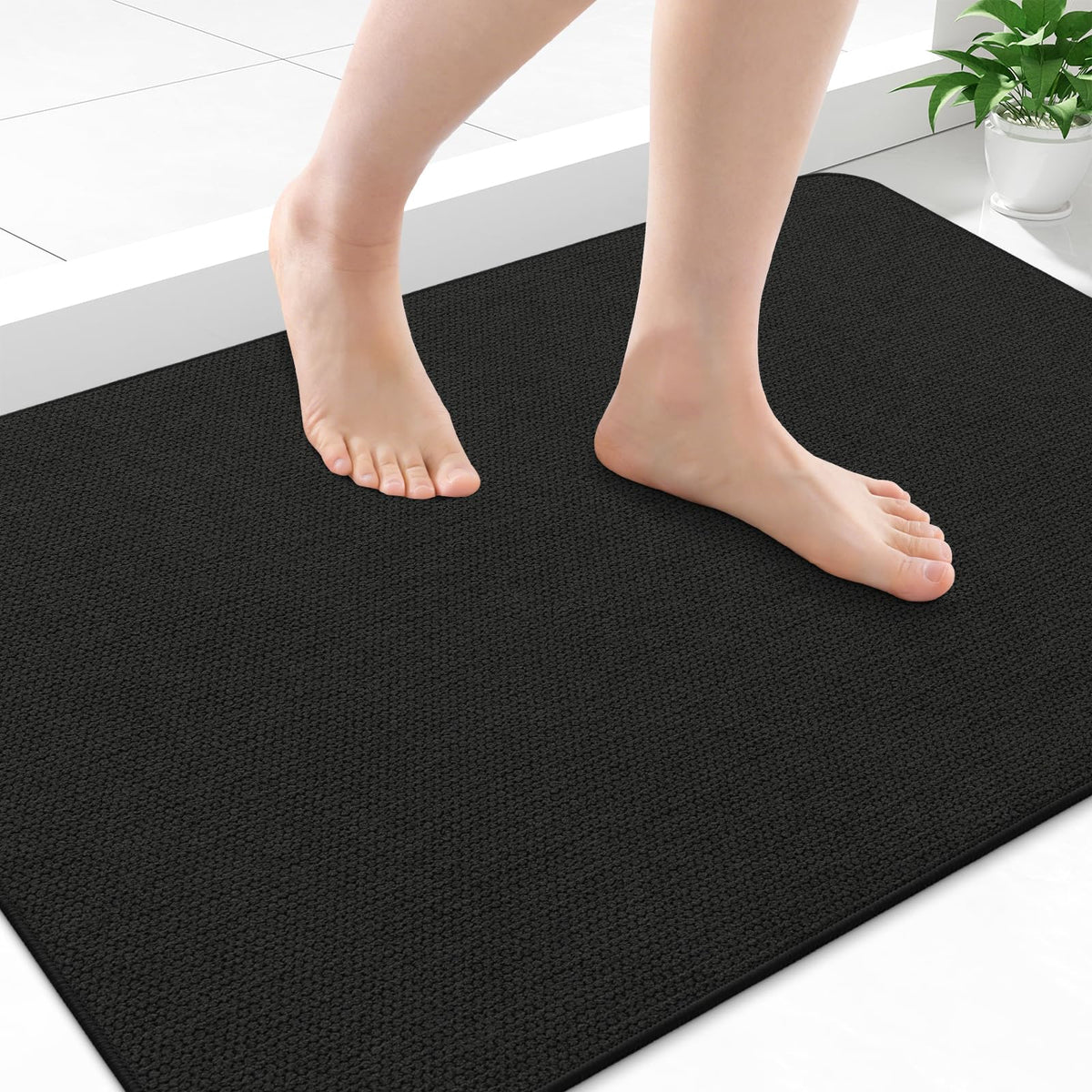 Smiry Ultra Thin Bath Mat 27x17, Non Slip Rubber Washable Bathroom Rugs