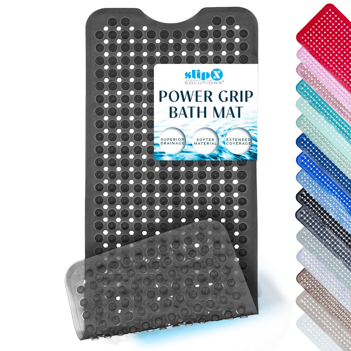 SlipX Solutions 39"x16" Power Grip Non Slip Bathtub Shower Mat, Tan