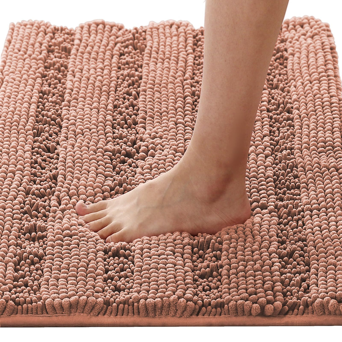 H.VERSAILTEX Grey Bathroom Rug Set Bath Mats, 2 Piece Bath Rugs Non Slip Thick Soft Chenille Striped Bath Rug Set, Bath Mats for Bathroom Sets (Grey, 20" x 32"/17" x 24")