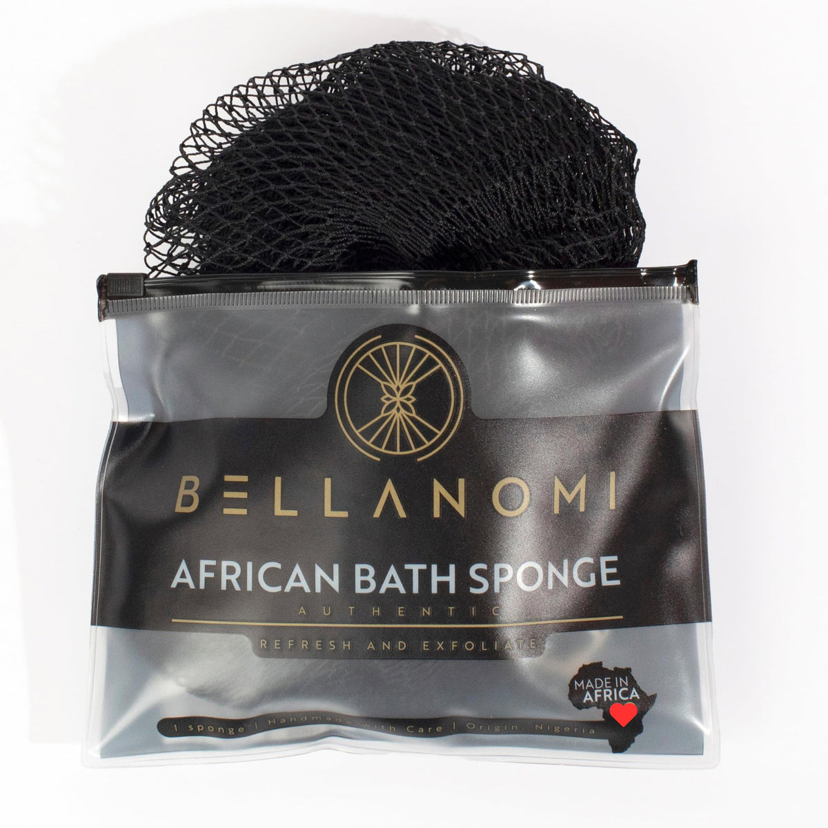 BELLANOMI African Exfoliating Net Sponge, Authentic, Ethically sourced from Nigeria, 45 inches Long, Back Scrubber for Daily use (Emerald Green)