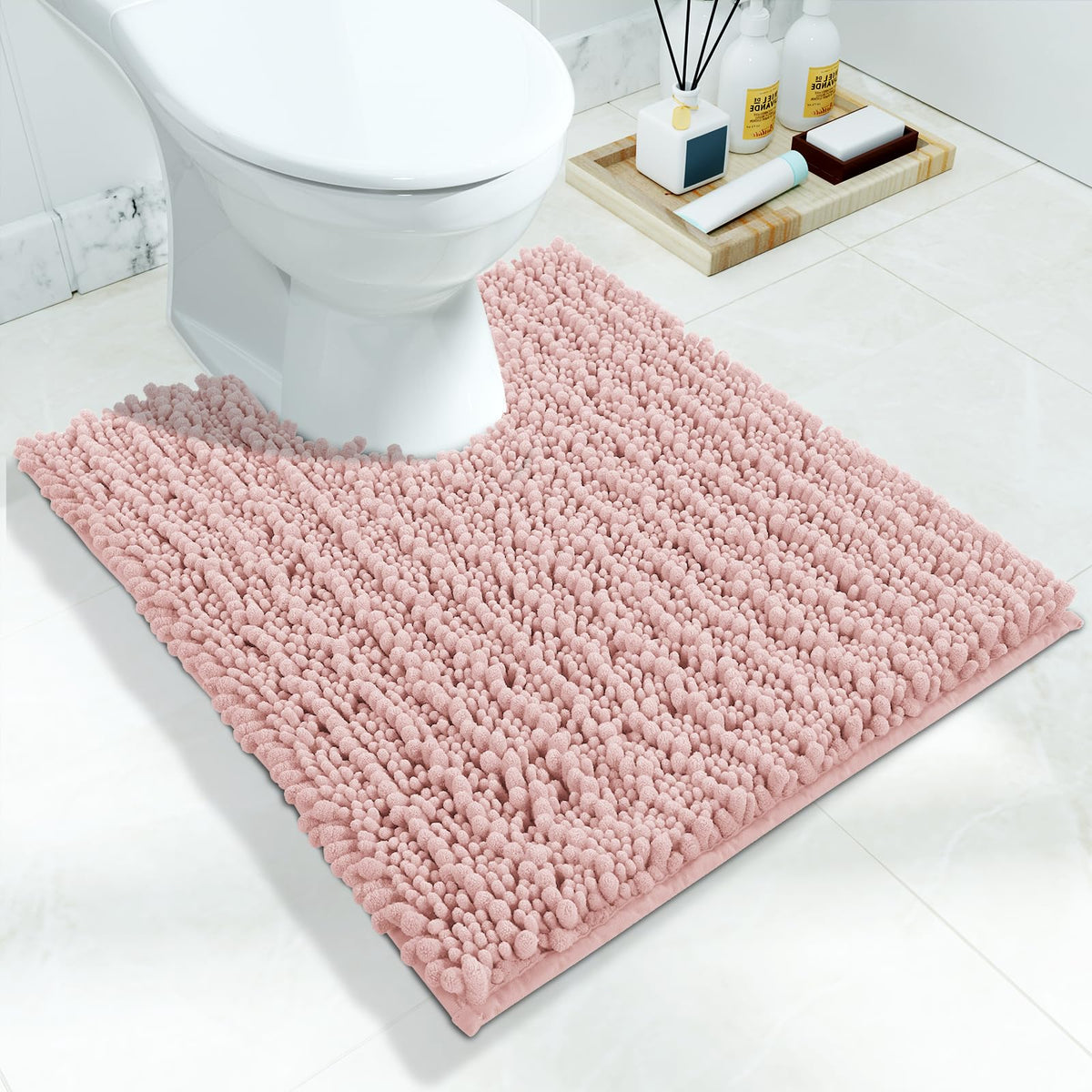 Yimobra Bathroom Rugs Non Slip Washable 32x20 Inch - Ultra Soft Absorbent Chenille Bath Mat, Quick Dry Shaggy Floor Carpet for Tub Shower, Gray Home Decor Accessories