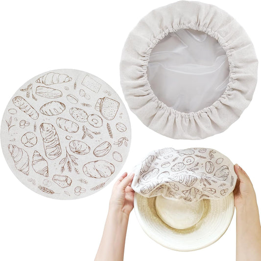 2 Pack 8 Inch Reusable Bowl Covers for Bread Proofing with Plastic Liner