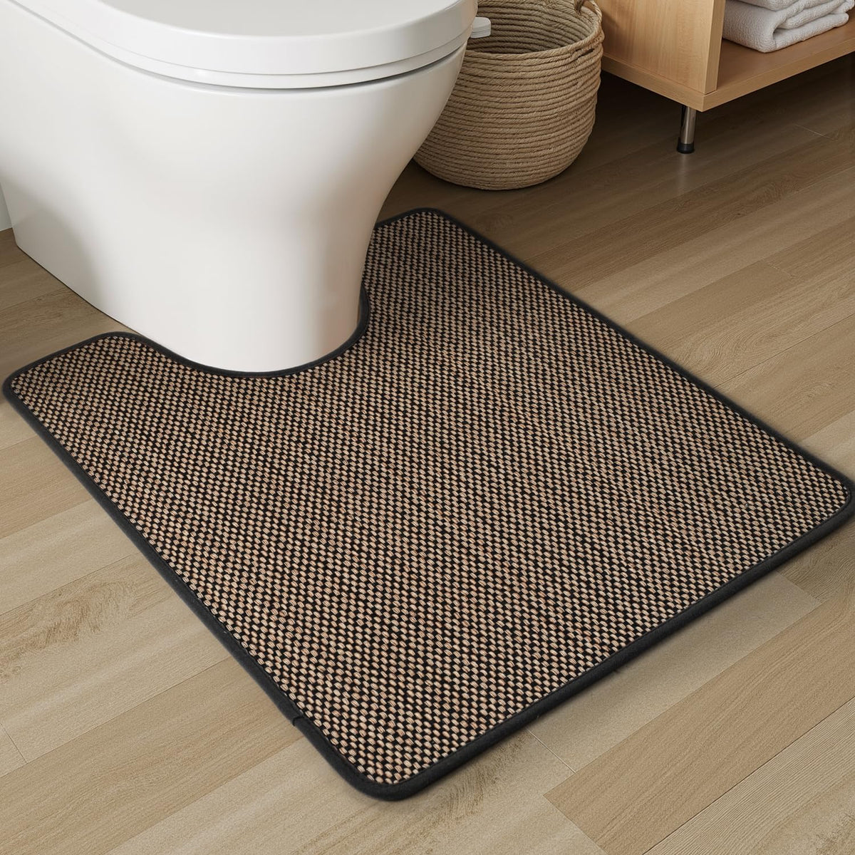 PADOOR Non-Slip Bath Mat, Braided Absorbent Bathroom Mat, 17''x24'' Beige