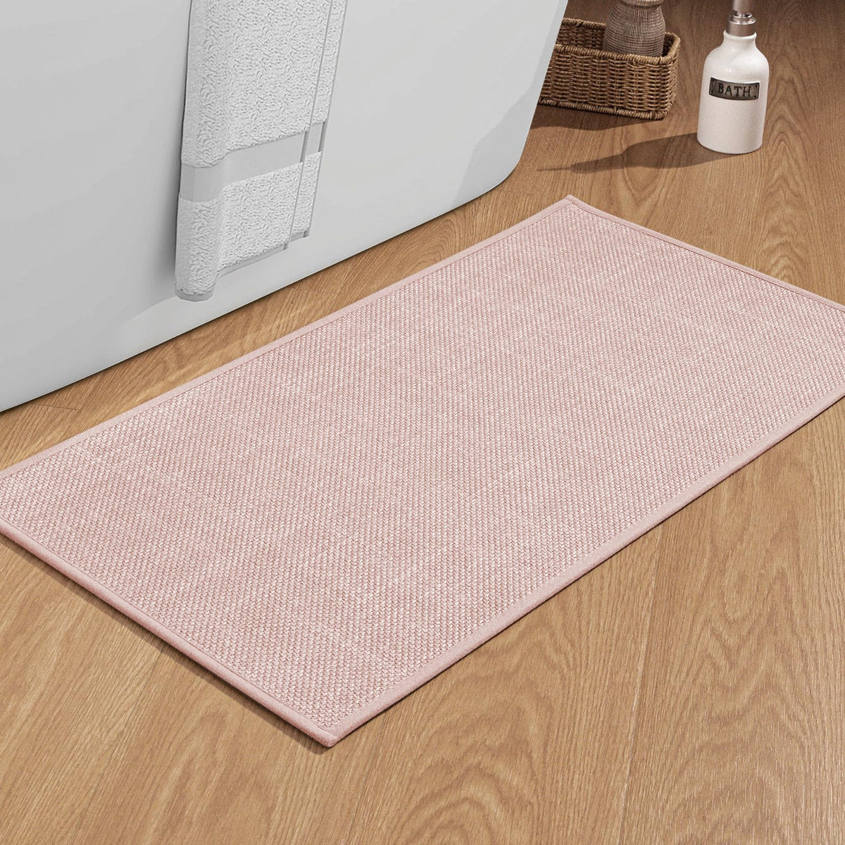 chakme Bathroom Rugs Mat 24x17, Ultra Thin Non Slip Bath Mat Small Quick Dry Absorbent Bath Mat for Bathroom Floor, (Black, 24"x17")