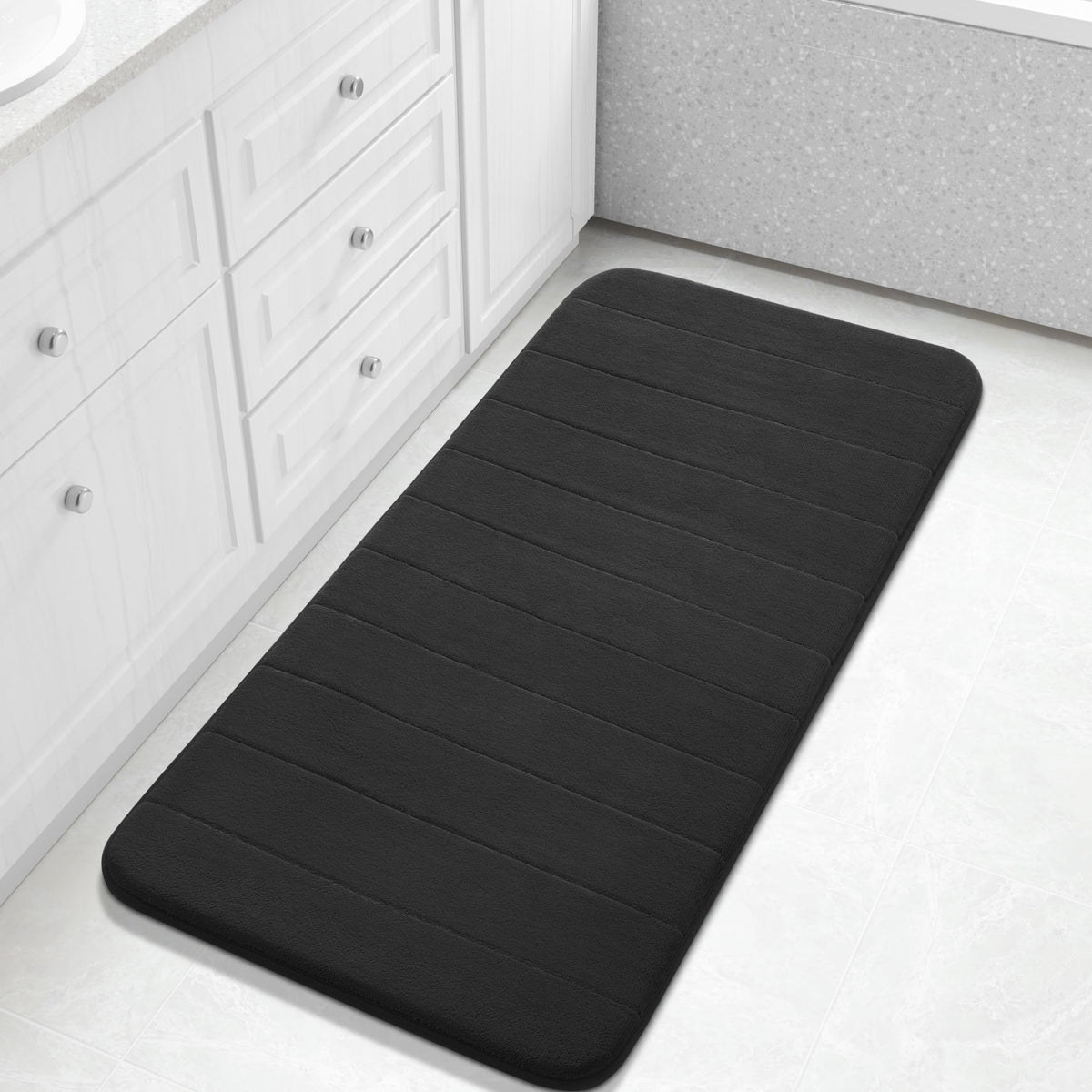 Yimobra Memory Foam Bath Mat, Super Soft Absorbent Bathroom Rug Non Slip 31.5x20 Inch, Quick Dry, Machine Washable Floor Carpet for Tub Shower, Home Decor Accessories, Beige