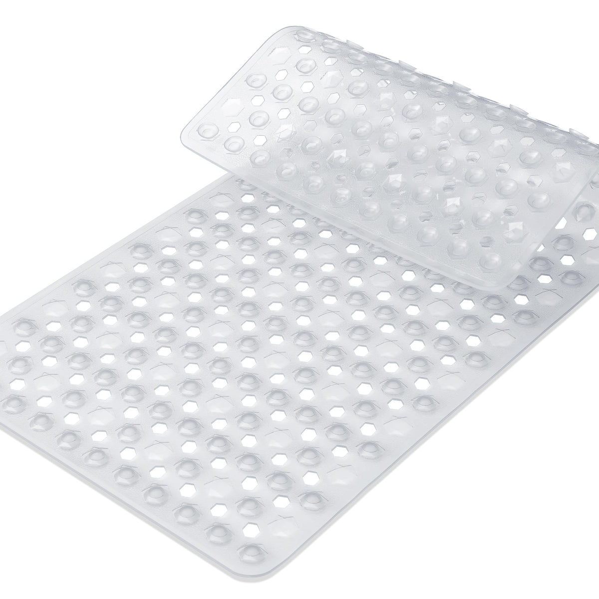 Yimobra Bathtub Mat Non Slip, 27.5"X15.5" Machine Washable Shower Floor Mat, Soft on Feet, Bathmat with Drain Holes and Suction Cups, Bathroom Essentials, White