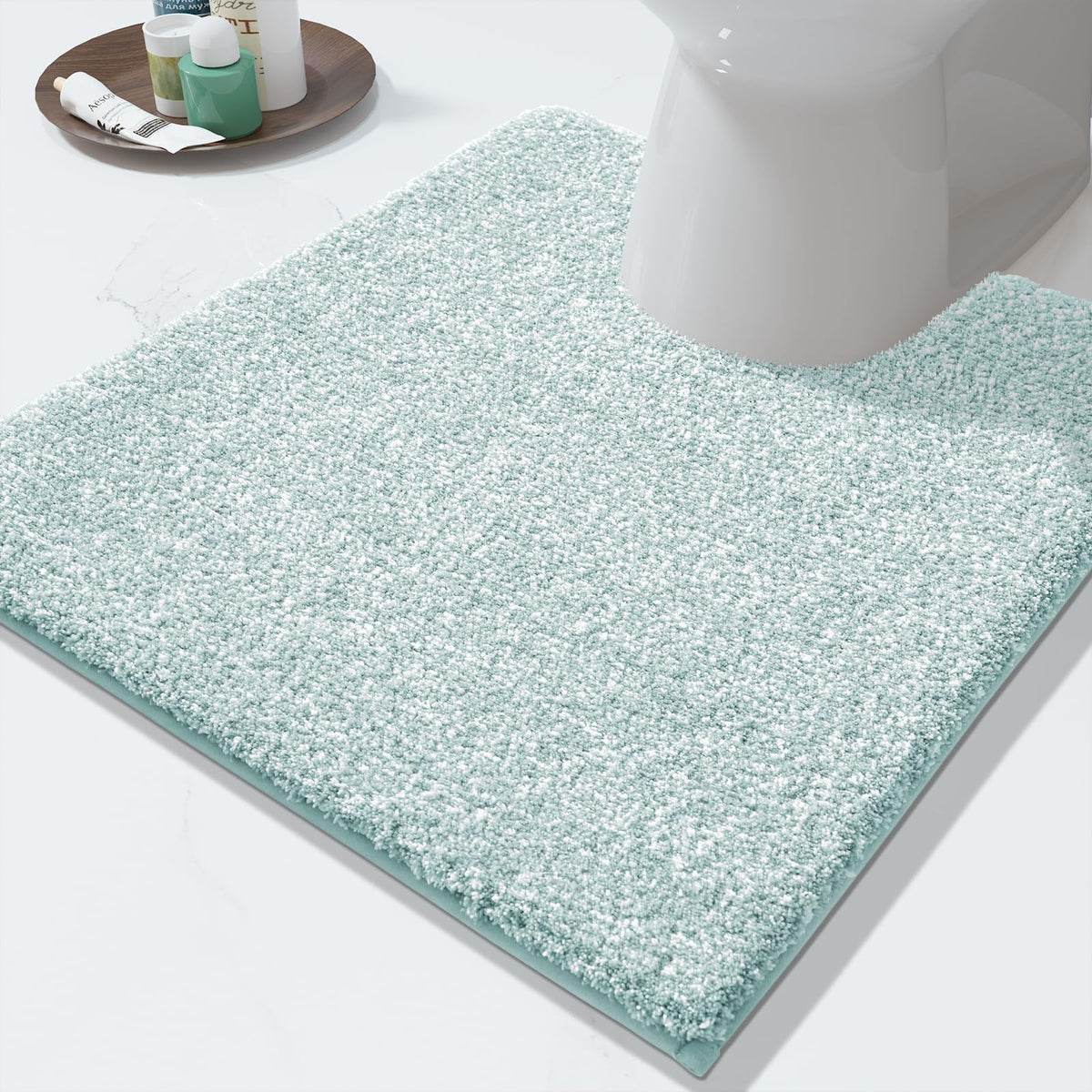 Yimobra Non Slip Machine Washable Bathroom Rug 24x17 Grey and White