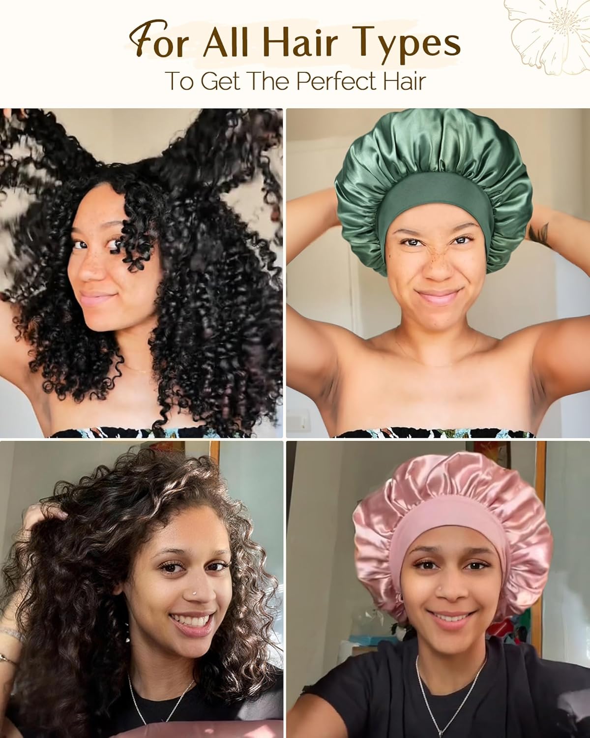 YANIBEST Hair Bonnet for Sleeping Women, Smooth Comfortable for Hair Care