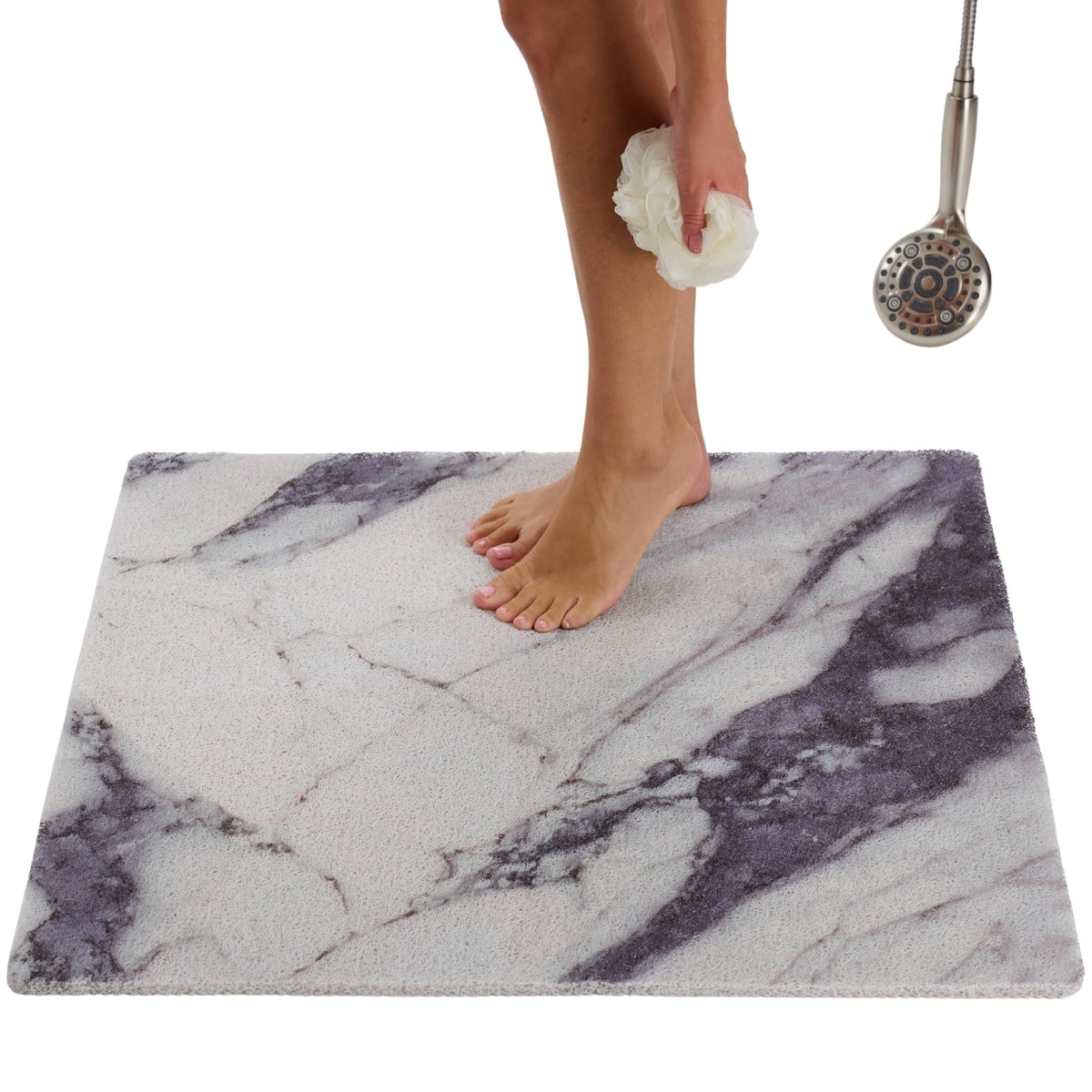 Non Slip Bathtub Mat Shower Mat for Tub - Loofah Bath Mats for Bathroom - 40x16 Bathtub Floor Mat - Textured Anti Slip Bath Mat Without Suction Cups - Secure Mat for Wet Areas (40x16 Pebble Blue)