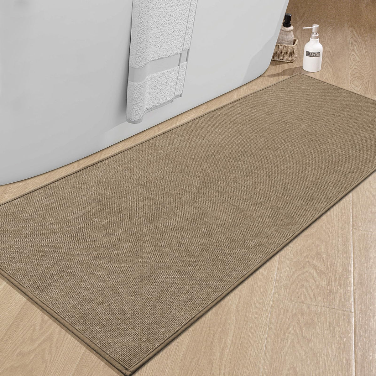 chakme Bathroom Rugs Mat 24x17, Ultra Thin Non Slip Bath Mat Small Quick Dry Absorbent Bath Mat for Bathroom Floor, (Black, 24"x17")