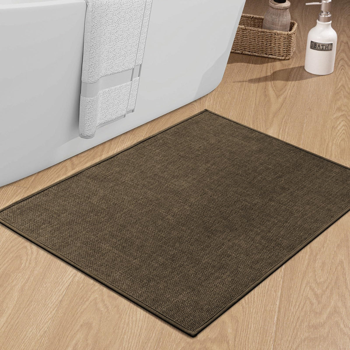 chakme Bathroom Rugs Mat 24x17, Ultra Thin Non Slip Bath Mat Small Quick Dry Absorbent Bath Mat for Bathroom Floor, (Black, 24"x17")