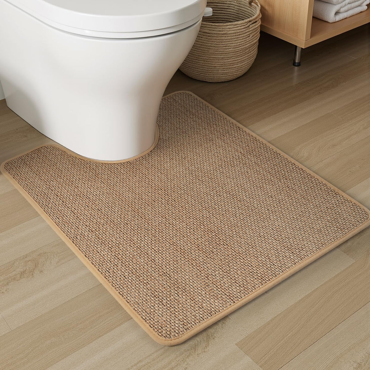 PADOOR Non-Slip Bath Mat, Braided Absorbent Bathroom Mat, 17''x24'' Beige