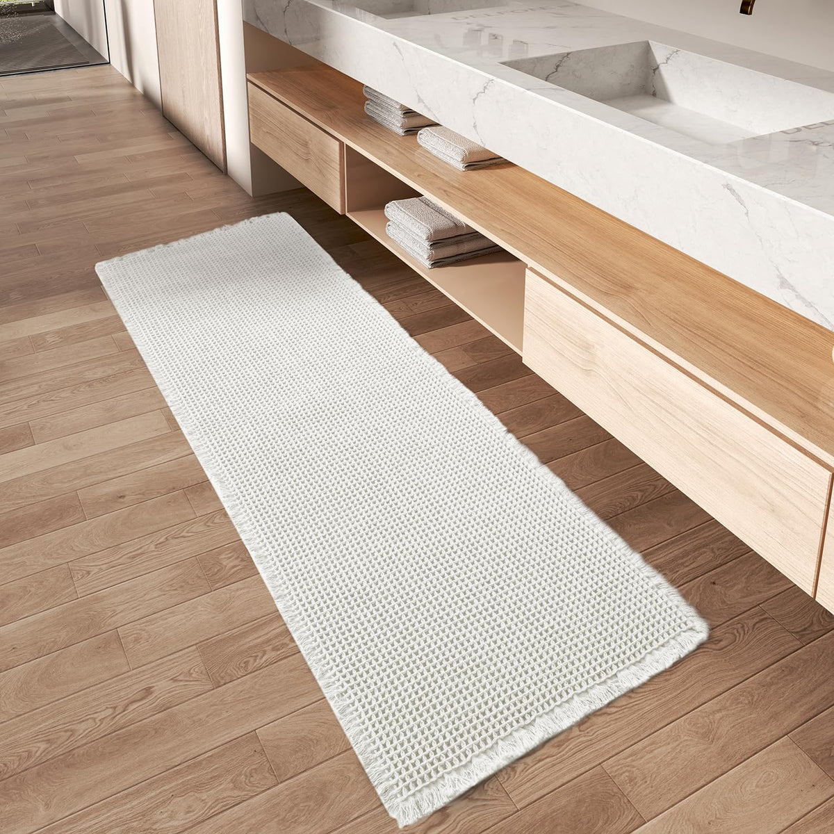 Upgraded Waffle Bath Mat Ultra Absorbent Non Slip Bathroom Mat, 18" x 30"