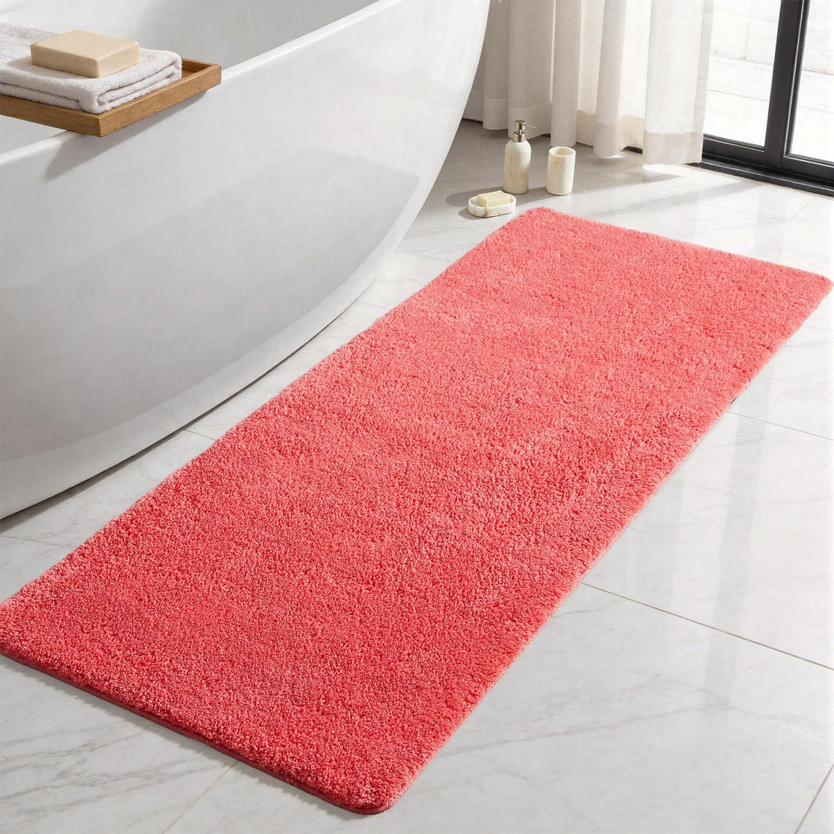 TYUU Black Bathroom Rug, Ultra Soft Bath Rugs Non Slip Washable, Super Absorbent Quick Dry Small Bath Mat with Rubber Backing for Bathroom Floor, Shower, or Sink, Black 16" x 24"
