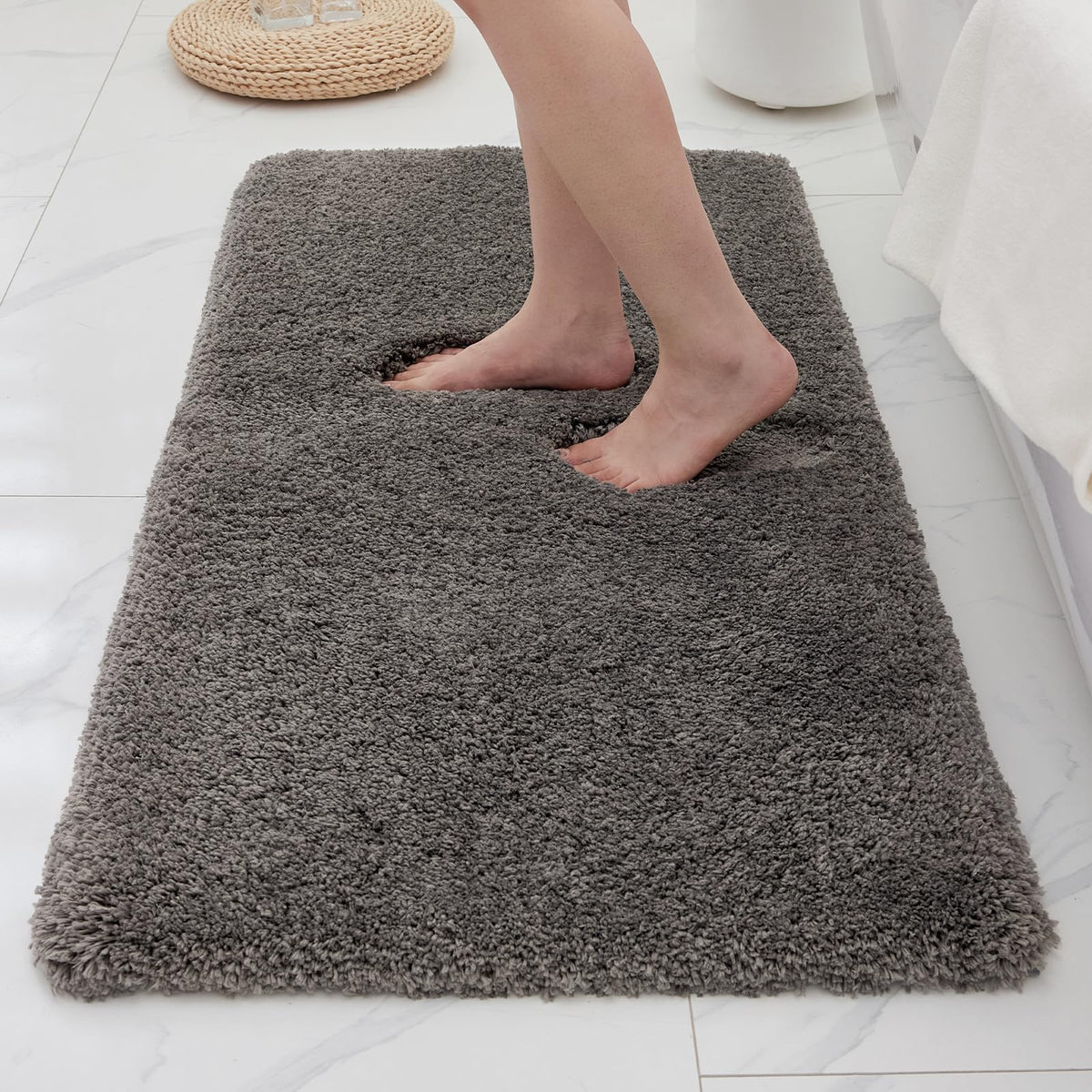 Microfiber Bathroom Rugs 24x17 Absorbent Soft Non Slip, Blue