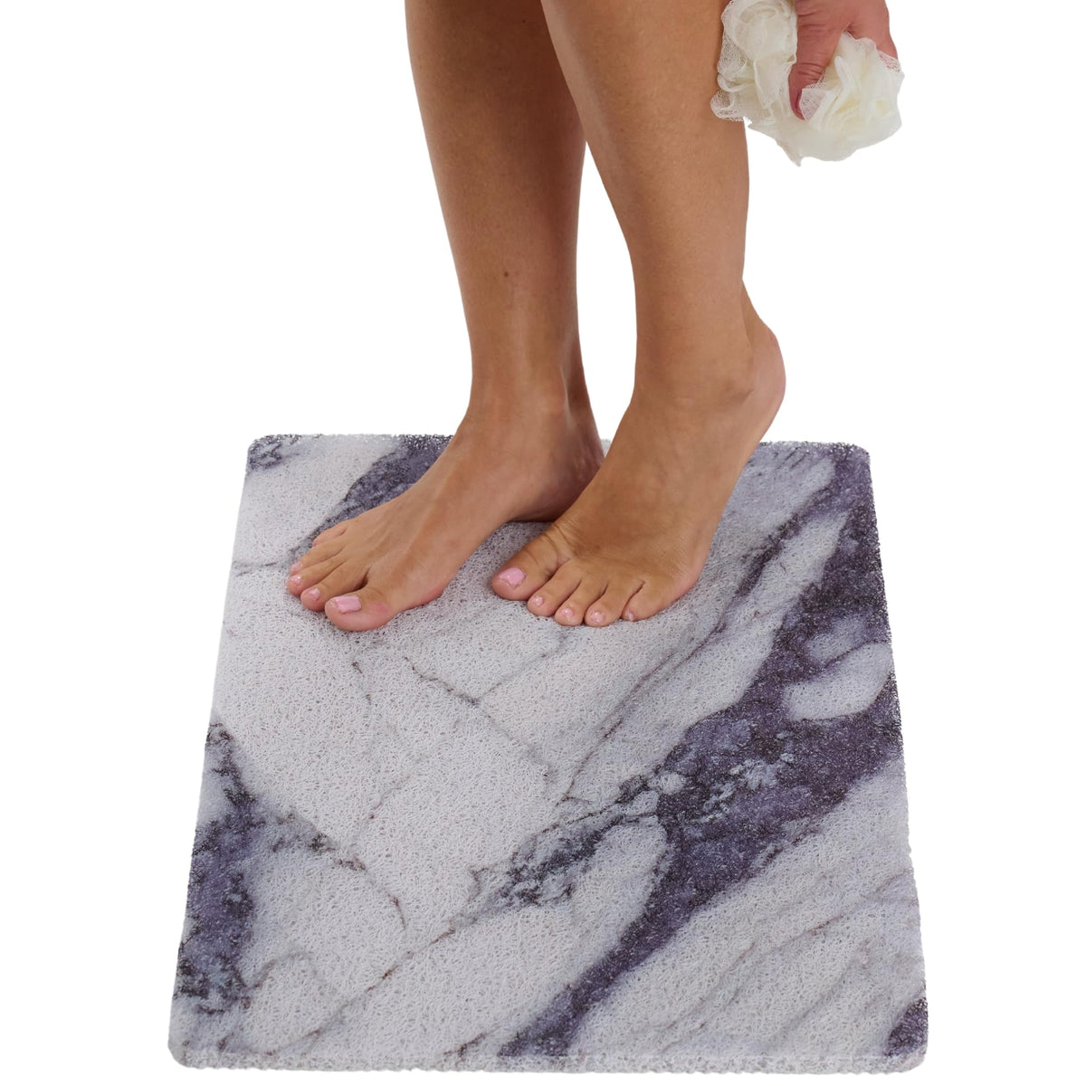 Non Slip Bathtub Mat Shower Mat for Tub - Loofah Bath Mats for Bathroom - 40x16 Bathtub Floor Mat - Textured Anti Slip Bath Mat Without Suction Cups - Secure Mat for Wet Areas (40x16 Pebble Blue)