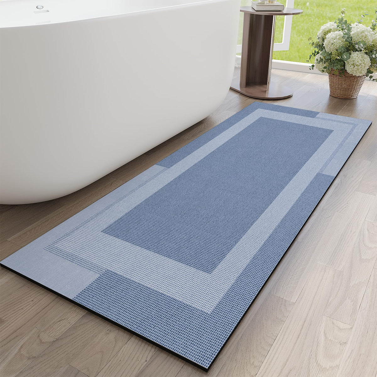 YDKGL Non Slip Bath Mat Thin Bathroom Rugs Fit Under Door Grey 16"x 24"