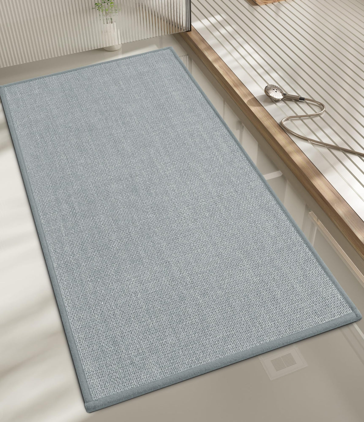 chakme Bathroom Rugs Mat 24x17, Ultra Thin Non Slip Bath Mat Small Quick Dry Absorbent Bath Mat for Bathroom Floor, (Black, 24"x17")