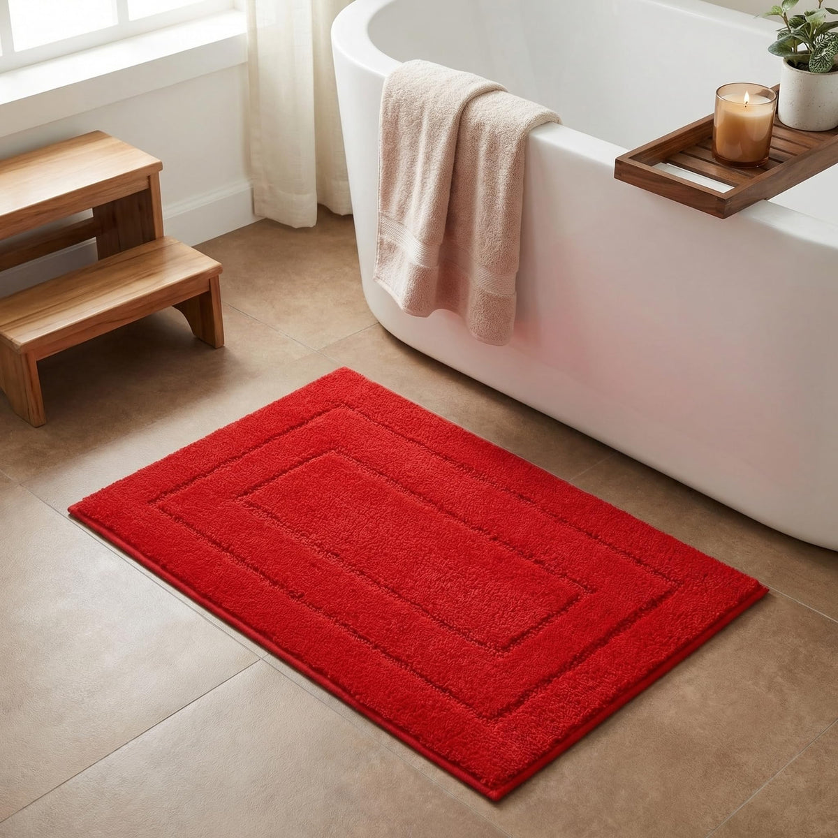 GRANNY SAYS Blue Bathroom Rug 16" x 24", Non-Slip Microfiber Bath Mat