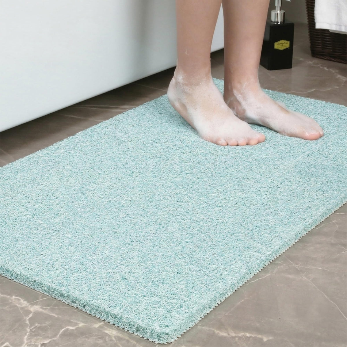 Nonslip Bathtub Mat, Anti Slip Bath Mat 0.6" Extra Thick, Quick Dry Bath Tub Anti Slip Shower Mat, Loofah Non-Slip Bath Mat for Tub Bathroom Pool Kitchen Entryway Home Hotel(Light Gray 16x27)