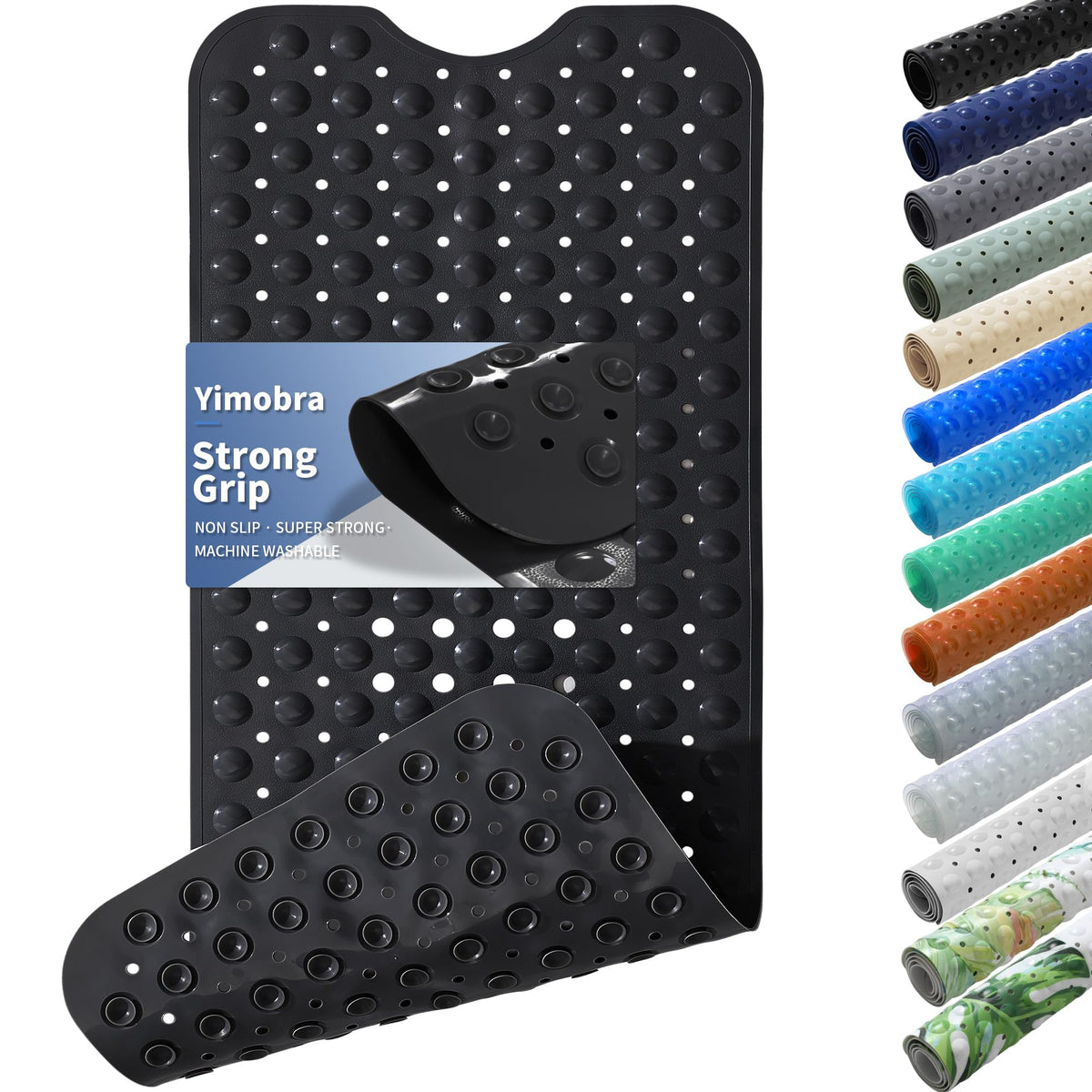 Yimobra White Non Slip Bath Mat for Tub 40x16, Extra Long Bath Tub Mat