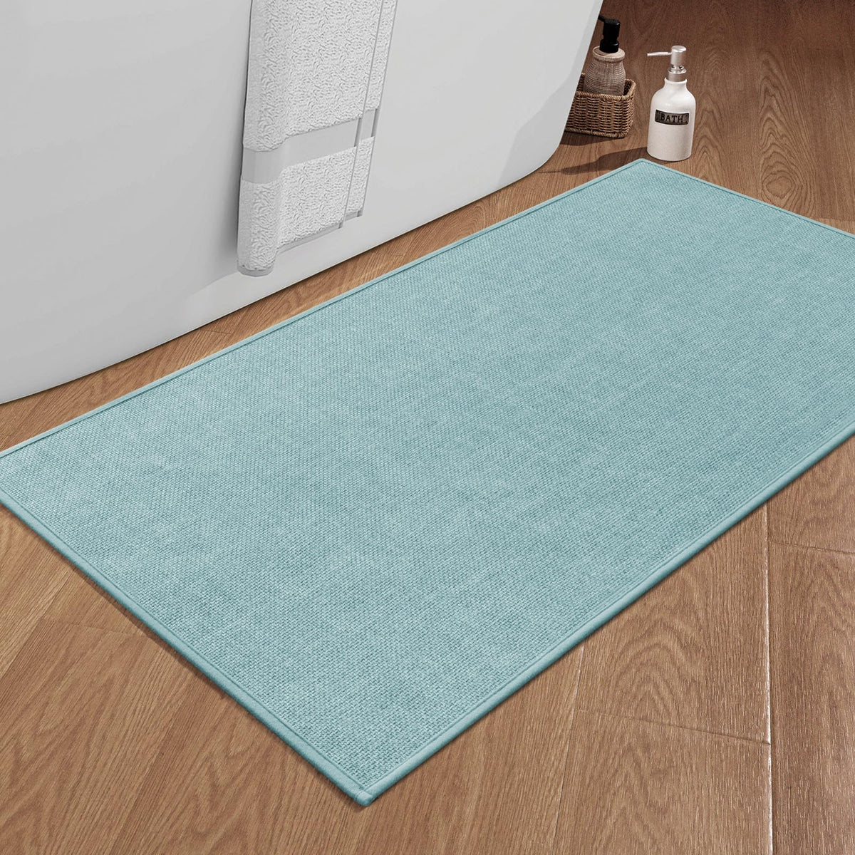 chakme Bathroom Rugs Mat 24x17, Ultra Thin Non Slip Bath Mat Small Quick Dry Absorbent Bath Mat for Bathroom Floor, (Black, 24"x17")