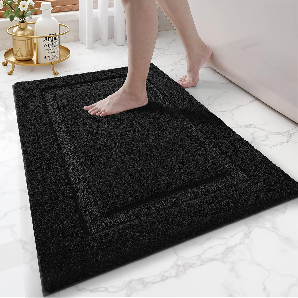 LUMI Ultra Soft Bathroom Rugs Absorbent, Non Slip Bath Mat 24x36, White