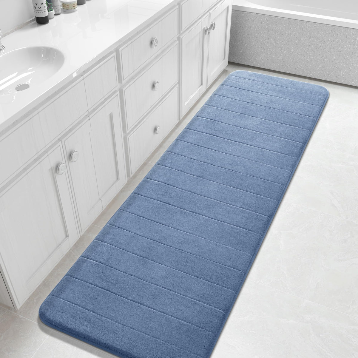 Yimobra Memory Foam Bath Mat, Super Soft Absorbent Bathroom Rug Non Slip 31.5x20 Inch, Quick Dry, Machine Washable Floor Carpet for Tub Shower, Home Decor Accessories, Beige