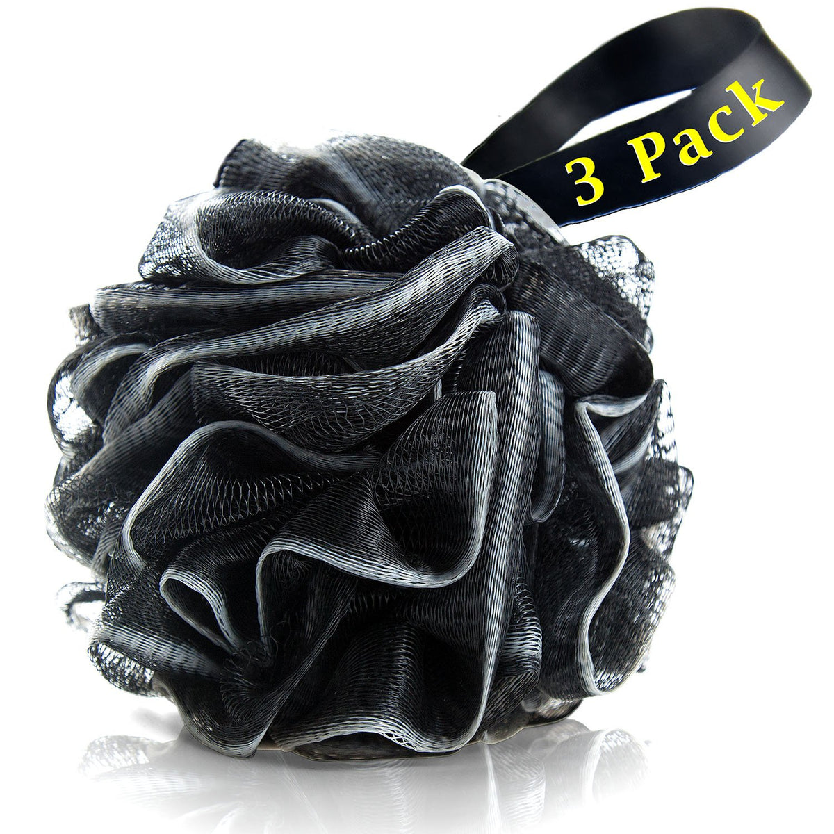 Bath Loofahs Sponge Shower Pouf Body Scrubber Mesh Pouf Bath Sponge 3 Pack