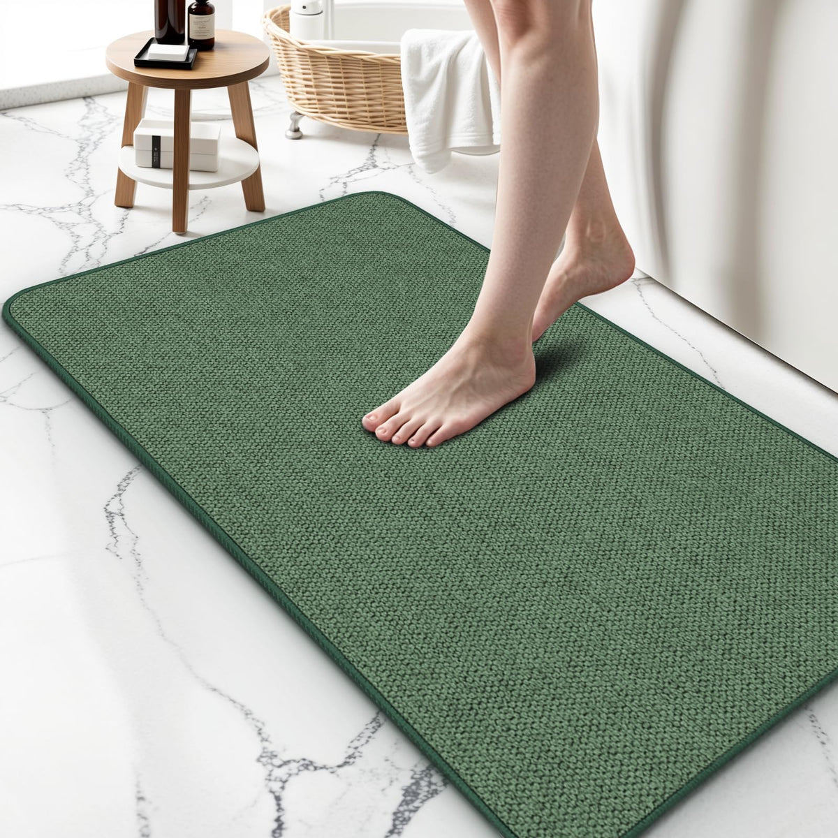 Bathroom Rugs Sets 2 Piece, Thin Bath Mat & U-Shaped Contour Toilet Rug Absorbent Quick Dry, Machine Washable, Non Slip Low Pile Bath Mats for Bathroom/Tub/Sink/Shower (27"x17" Plus 24"x20" U, Grey)