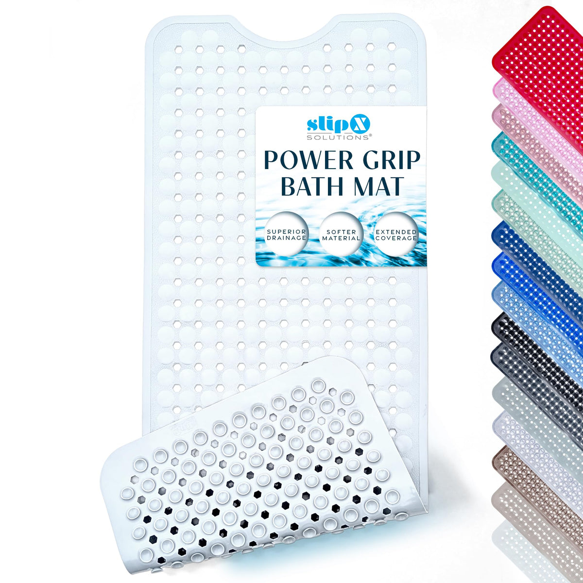 SlipX Solutions 39"x16" Power Grip Non Slip Bathtub Shower Mat, Tan