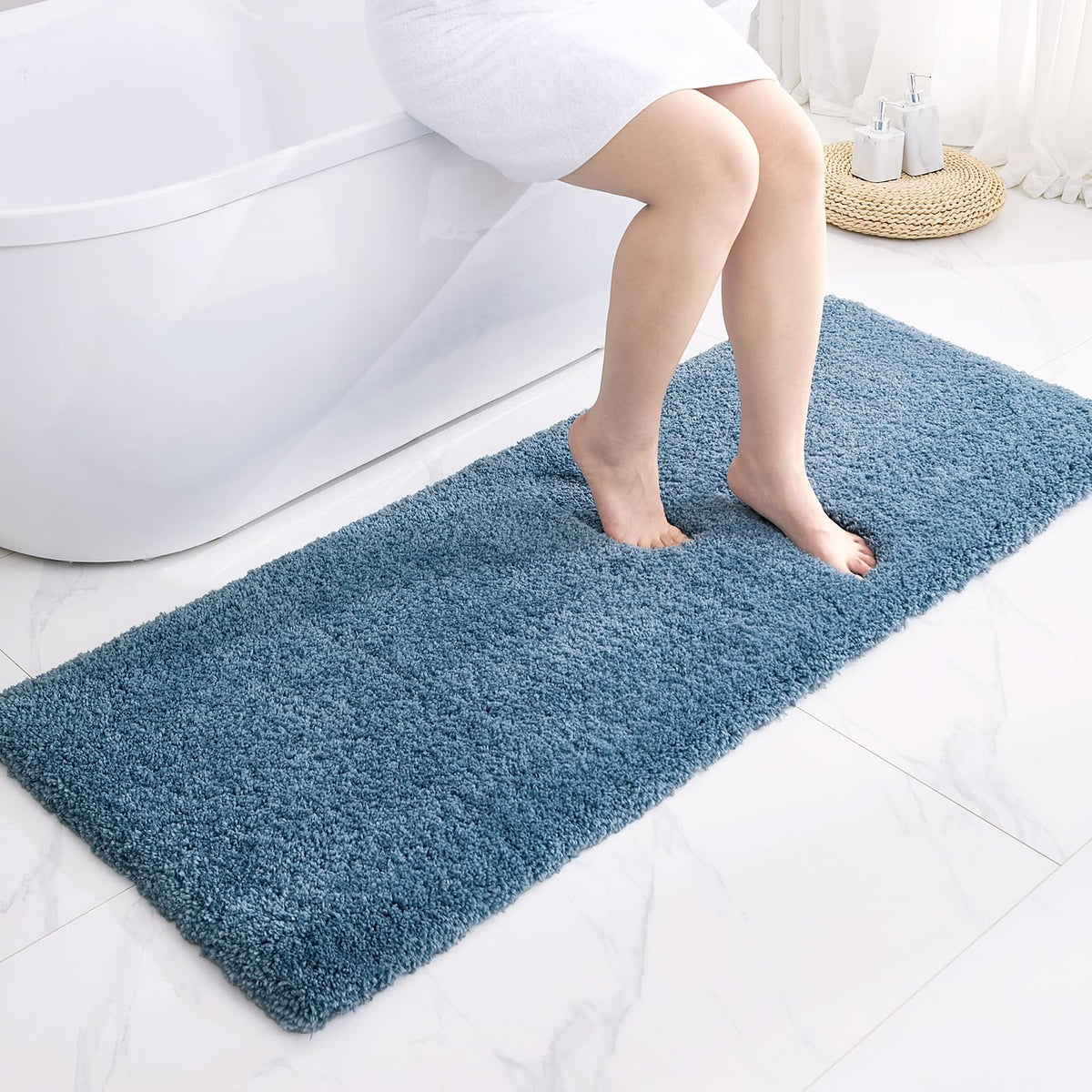 Disolla Gray Bathroom Rugs 17x24, Microfiber Non-Slip Plush Small Bath Mat