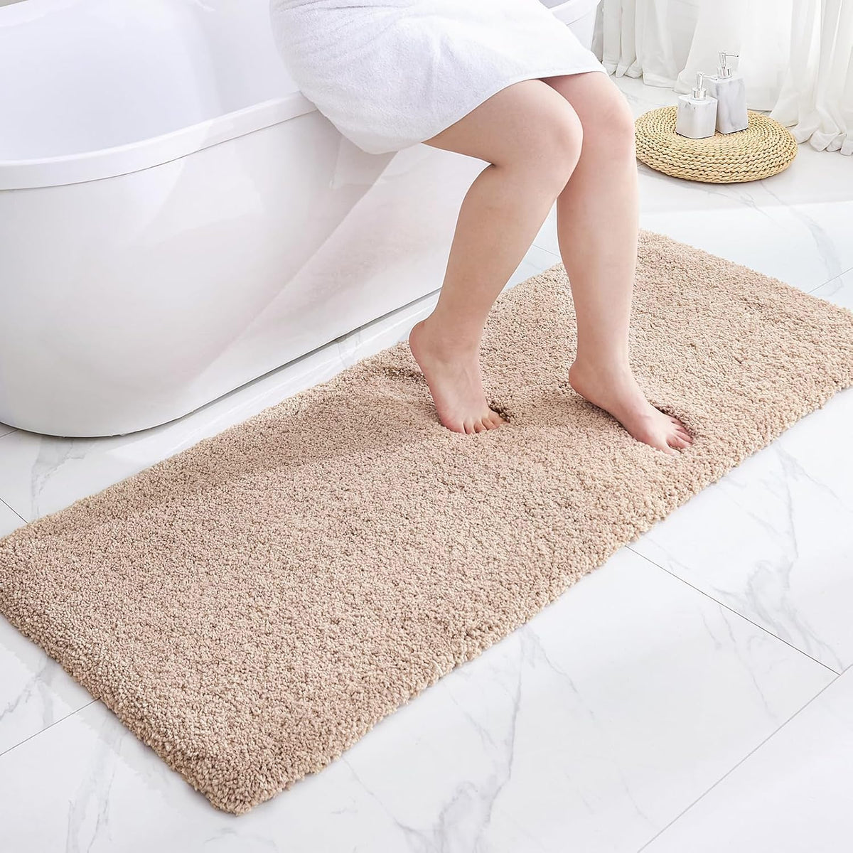Disolla Gray Bathroom Rugs 17x24, Microfiber Non-Slip Plush Small Bath Mat