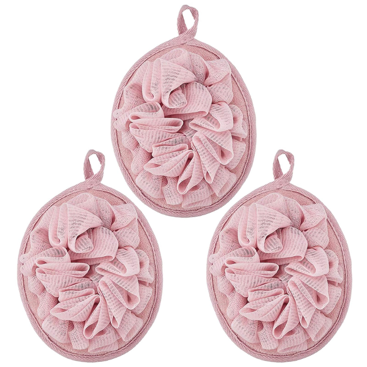 Boao 6 Pcs Bath Shower Pouf Sponge Mesh Pouf Shower Ball Exfoliating Body Sponge Pad Scrubber Glove with Flower Bath Ball (Multi-Color)