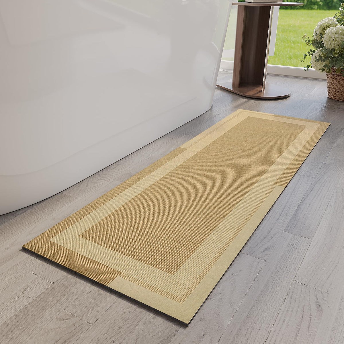 YDKGL Non Slip Bath Mat Thin Bathroom Rugs Fit Under Door Grey 16"x 24"