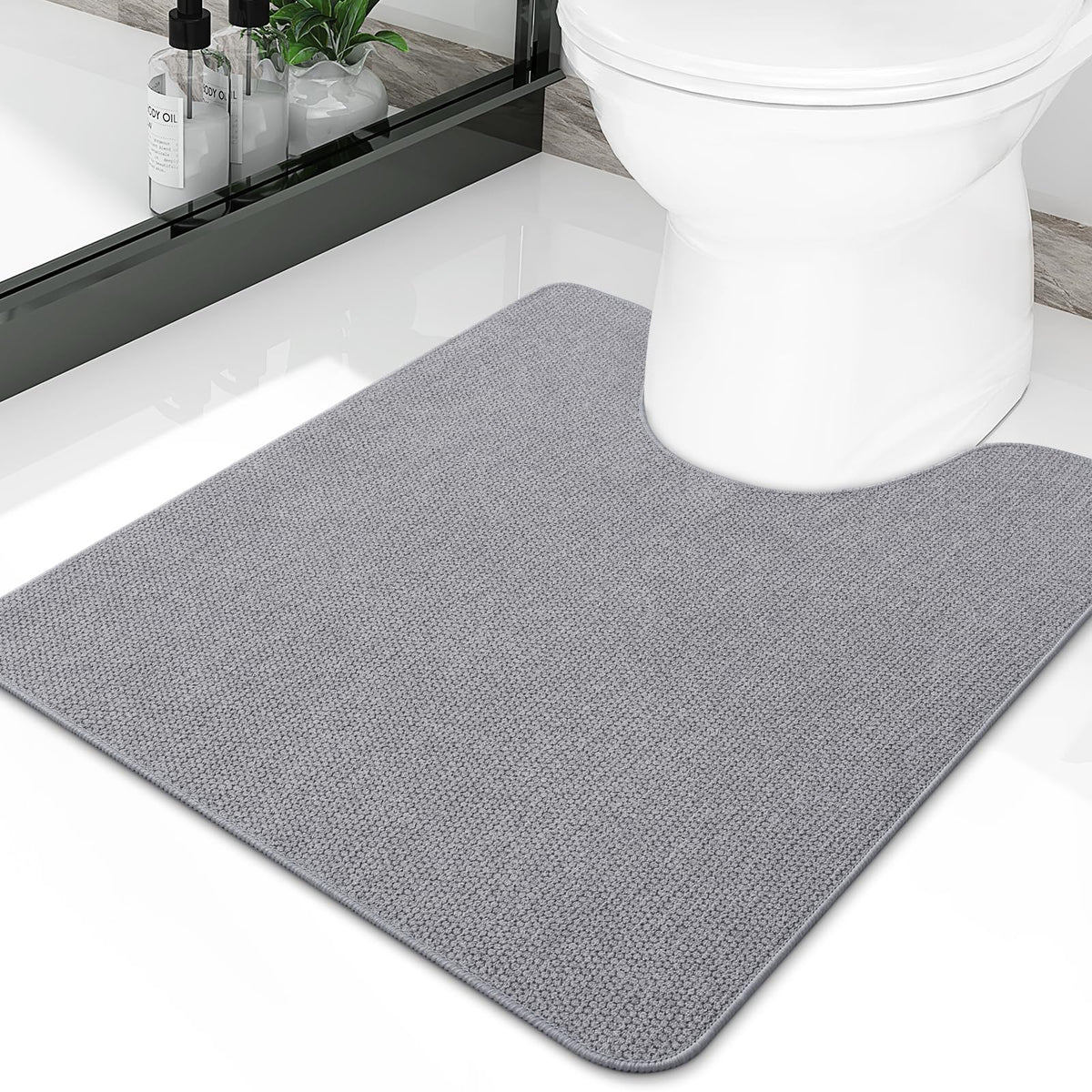 Smiry Ultra Thin Bath Mat 27x17, Non Slip Rubber Washable Bathroom Rugs