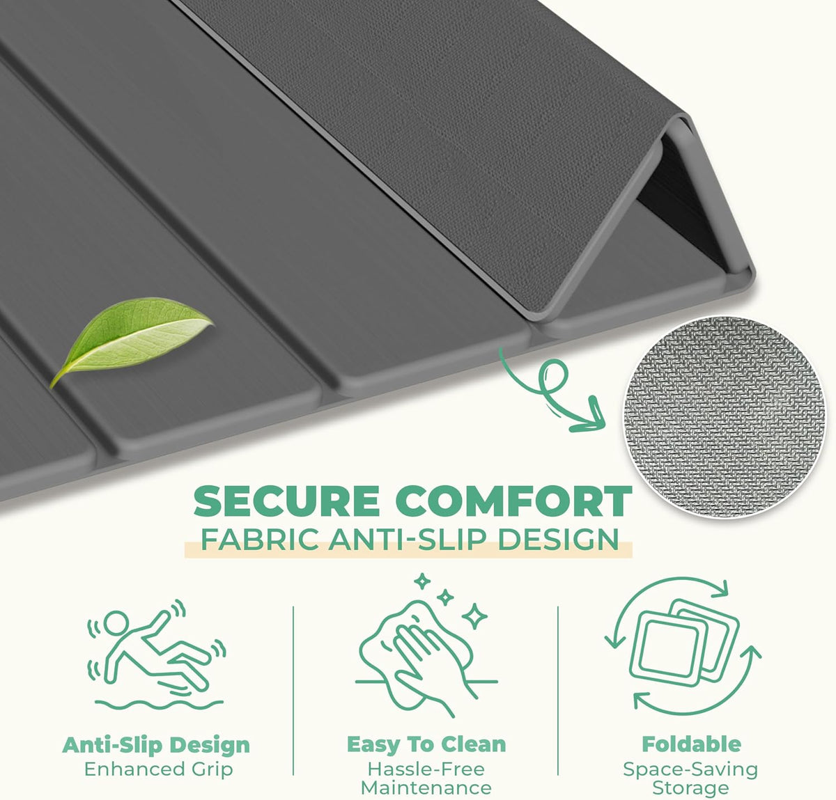 SYIPO Non-Slip Foldable Stone Bath Mat-Diatomite, 23.6 x 15.3”, Dark Gray