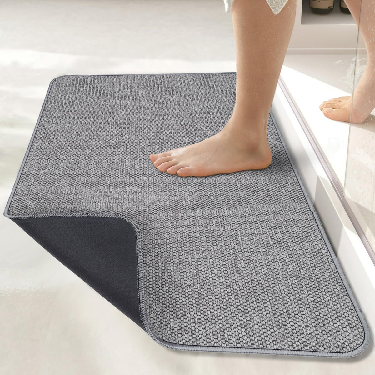 Bath Mat,Ultra Thin Bathroom Rugs,Rubber Bath Mats for Bathroom,No Slip Bath Rugs,Quick Dry,Machine Washable,Low Pile,Absorbent,Shower Outside,Sink,Home Decor Accessories.Blue,1'5"x2'3"(17x27inch)