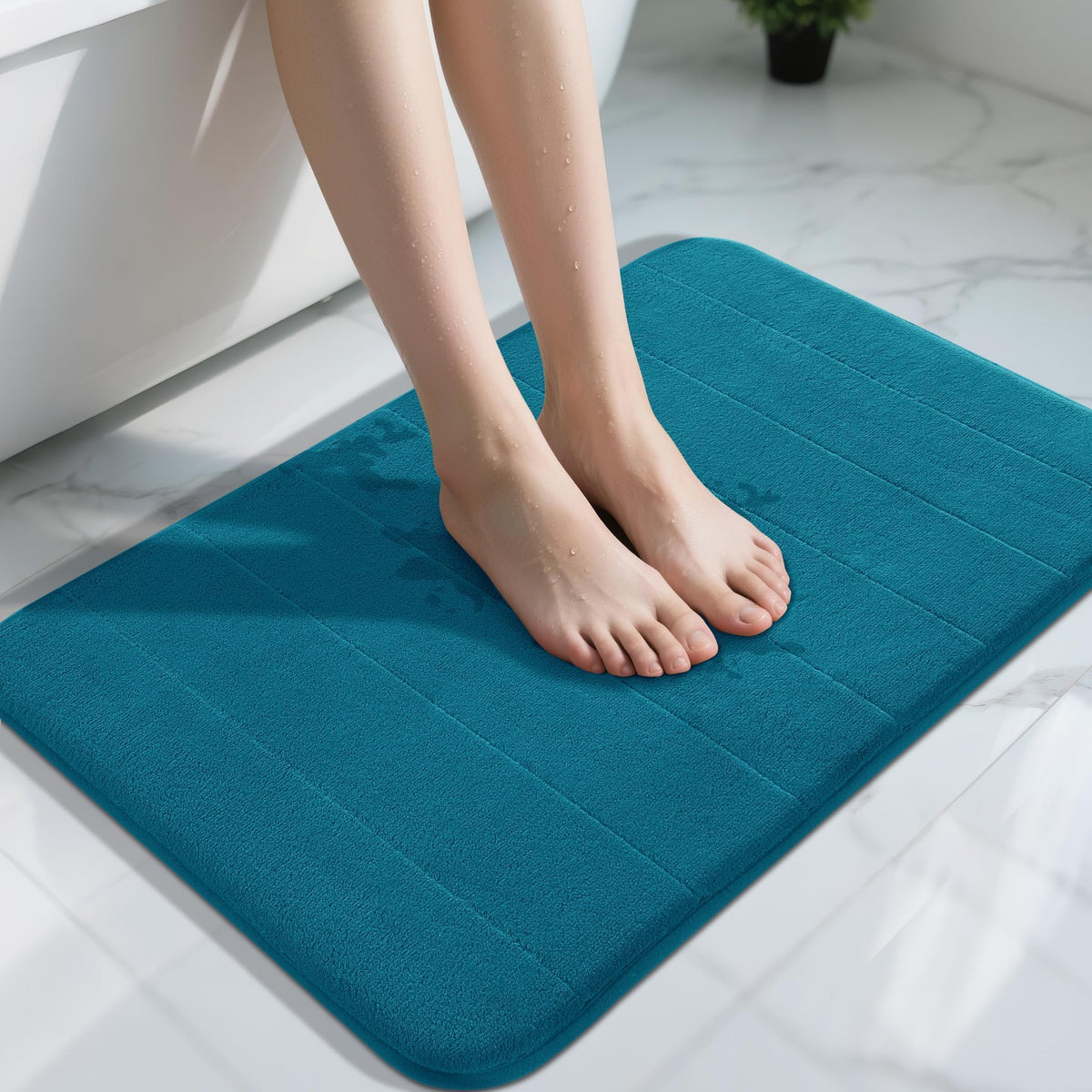 Yimobra Memory Foam Bath Mat, Super Soft Absorbent Bathroom Rug Non Slip 31.5x20 Inch, Quick Dry, Machine Washable Floor Carpet for Tub Shower, Home Decor Accessories, Beige