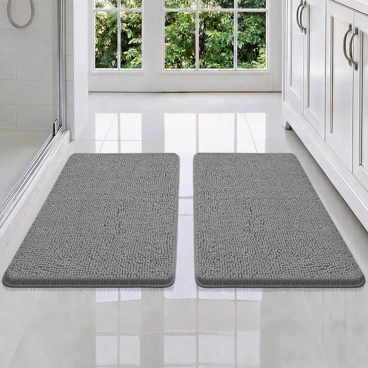 Bcoimo Small Bath Rug Mat,Chenille Extra Soft Navy Bathroom Mats for Floor