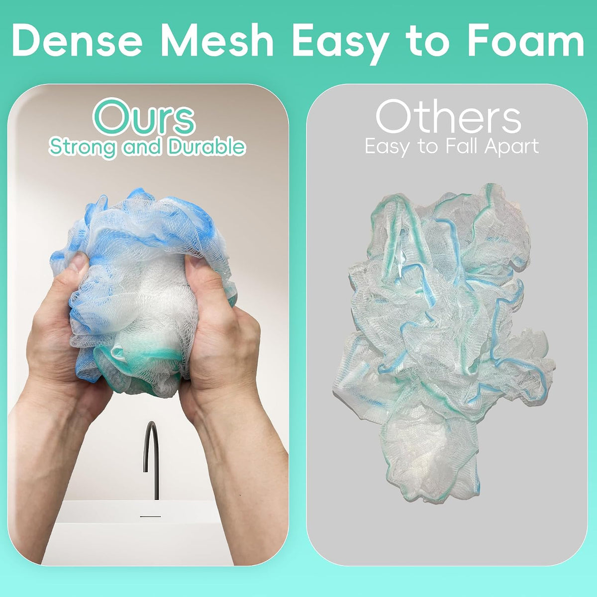 Loofah 4 Pack 75g Extra Large Loofa Set Soft Bath Sponge Thick Body Wash Puffs for Shower (Purple-Blue-Green-Mixed)