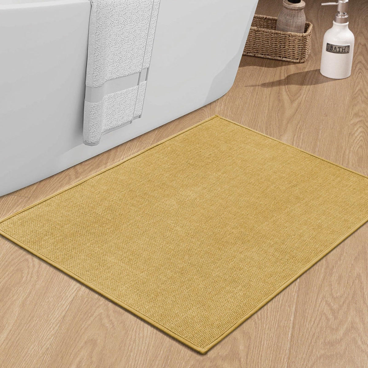 chakme Bathroom Rugs Mat 24x17, Ultra Thin Non Slip Bath Mat Small Quick Dry Absorbent Bath Mat for Bathroom Floor, (Black, 24"x17")