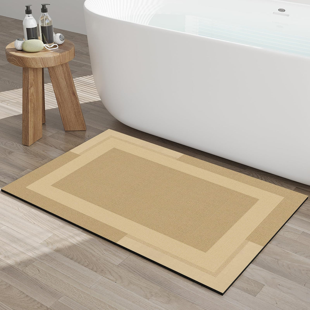 YDKGL Non Slip Bath Mat Thin Bathroom Rugs Fit Under Door Grey 16"x 24"