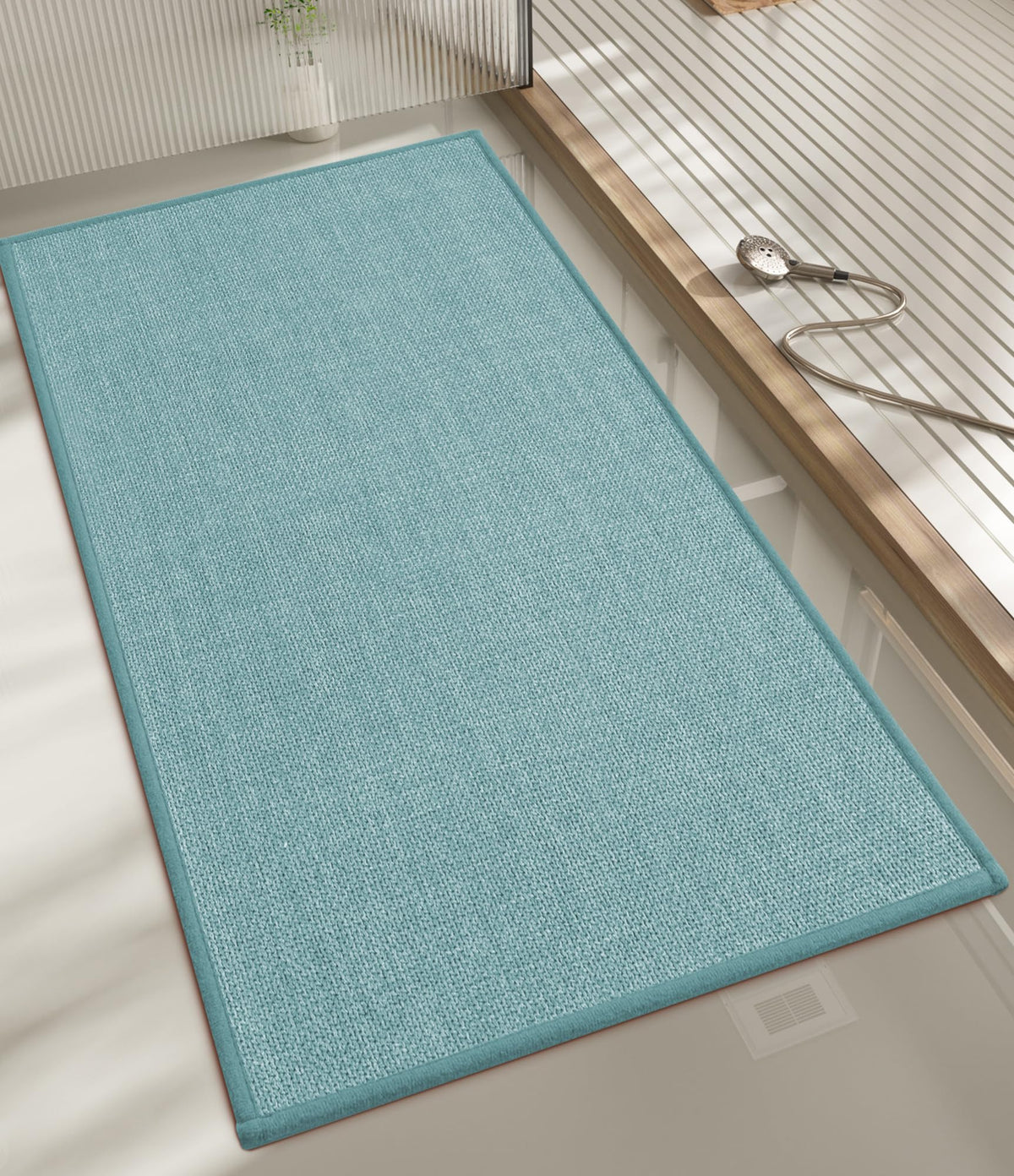 chakme Bathroom Rugs Mat 24x17, Ultra Thin Non Slip Bath Mat Small Quick Dry Absorbent Bath Mat for Bathroom Floor, (Black, 24"x17")
