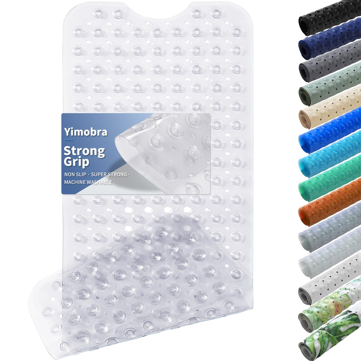 Yimobra White Non Slip Bath Mat for Tub 40x16, Extra Long Bath Tub Mat