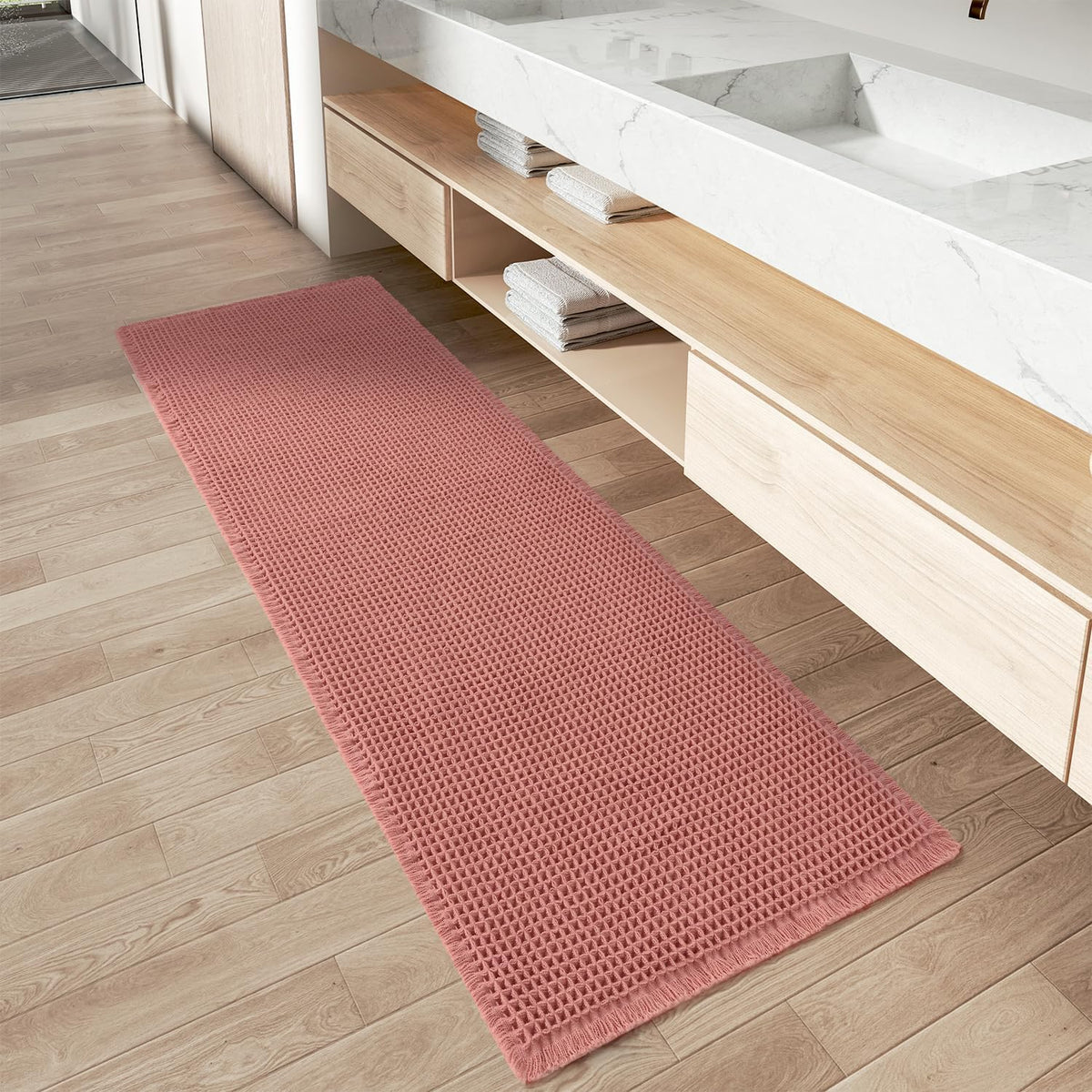 Upgraded Waffle Bath Mat Ultra Absorbent Non Slip Bathroom Mat, 18" x 30"