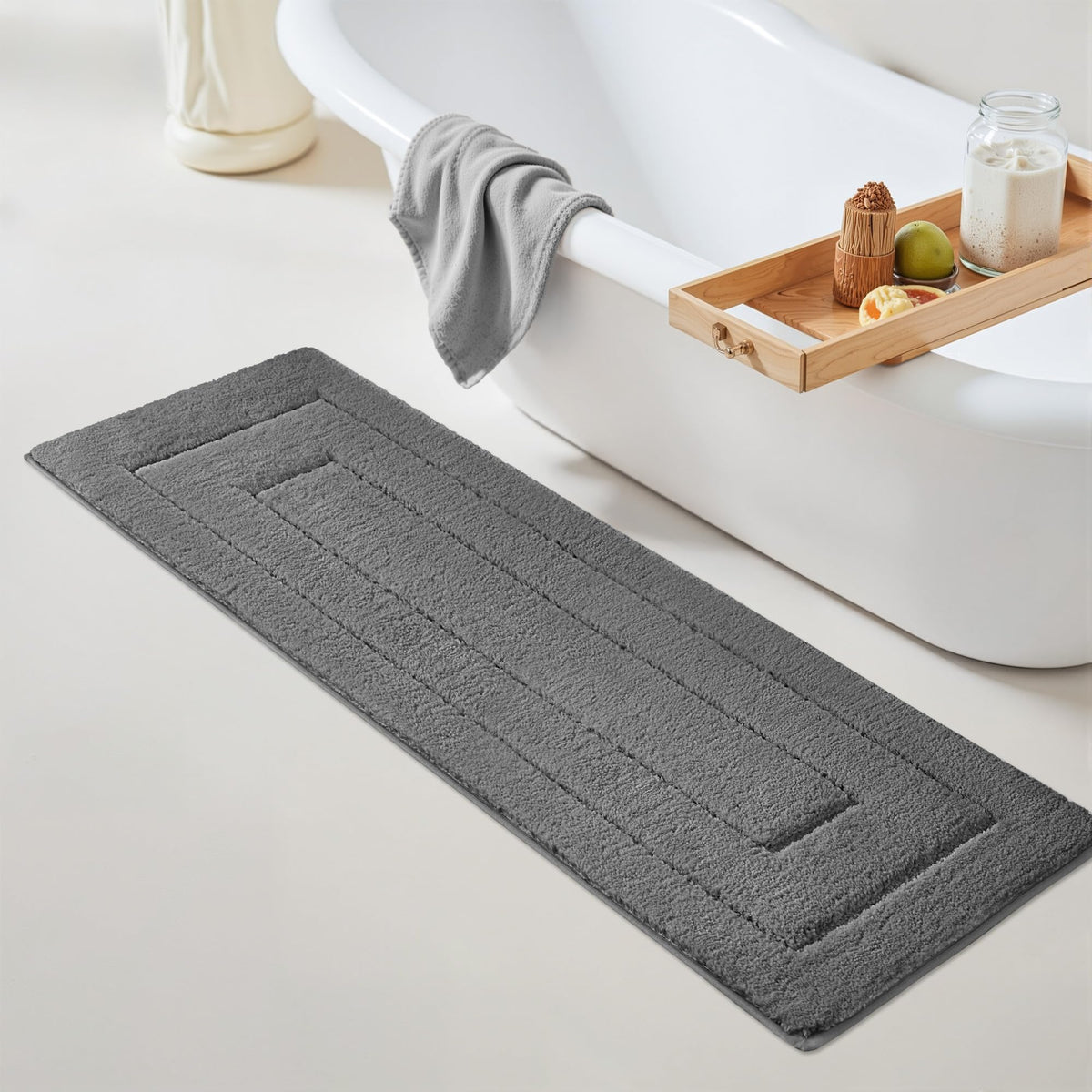 GRANNY SAYS Blue Bathroom Rug 16" x 24", Non-Slip Microfiber Bath Mat