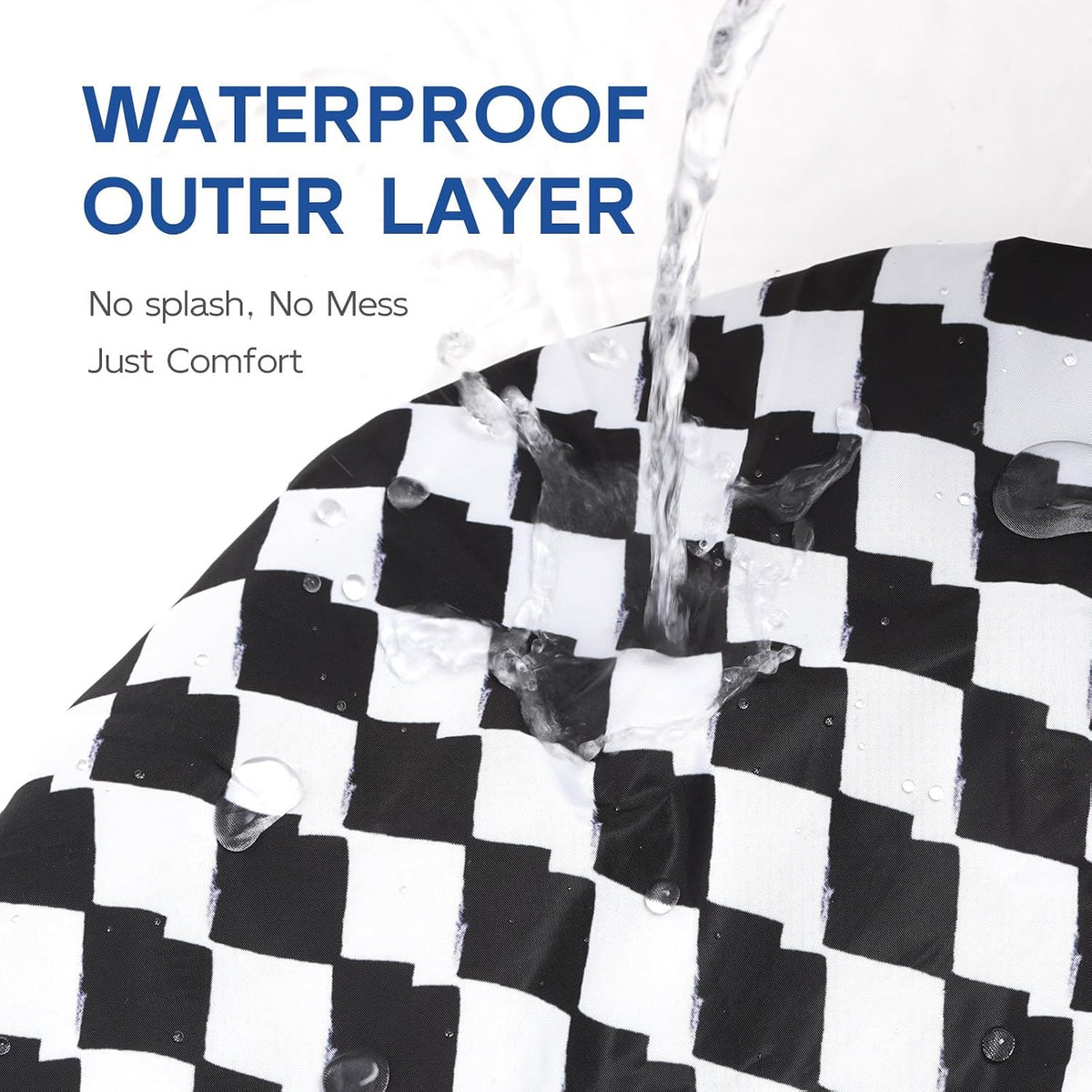 Years calm Satin Lined Shower Cap for Men Waterproof Reusable Checkerboard